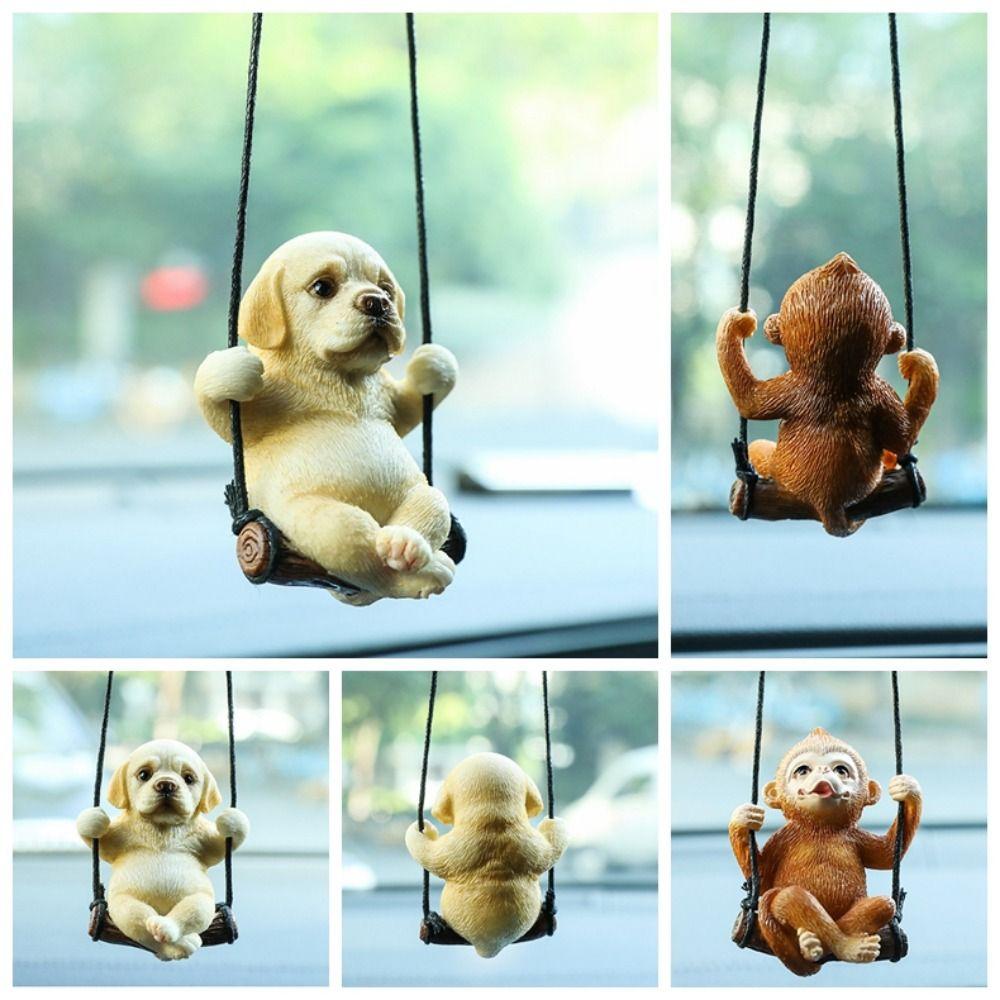 Labrador Dog Rear View Mirror Hanging Swing Rearview Mirror Ornament Car Window Pendant Bag Charm