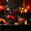 Dark Fantasy Wine Container 1200ML Halloween Bat Castle Whiskey Bottle, 320ML Vintage Gothic Glass Decanter Cup, Decorative Liquor Flask for