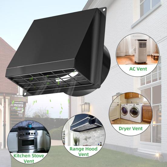 Dryer Vent Cover 4 Inch Outside with Removable Grid Easy Installation Stainless Steel Wall Mount