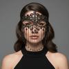 Luxury Face Chain Retro Veil Mask Bohemian Style Rhinestone Mask  for Women