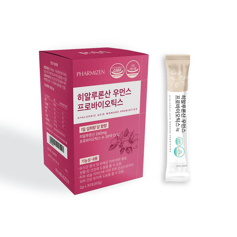 Pharmizen Hyaluronic Acid Women's Probiotics 30 саше, пищевая добавка с лактобактериями для женской кожи, 60 г, 1 шт.