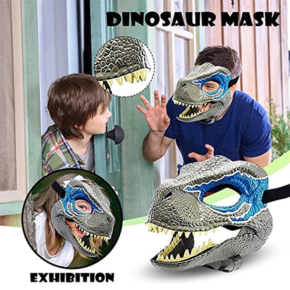Halloween Cosplay Dino Mask Natural Latex Dinosaur Toys Head Moving Jaw Raptor Dinosaur Mask Best Gifts for Party Masquerade for