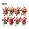 Creative Festive Home Ornaments 8/16/24/32Pcs 2D Flat Christmas Wooden Ornaments, Santa Claus Riding Bicycle Hanging Rustic Tree Supplies Decor,