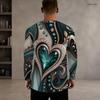 Men Plus Size Round Neck Long Sleeve Black Gold Geometric Printed T Shirt