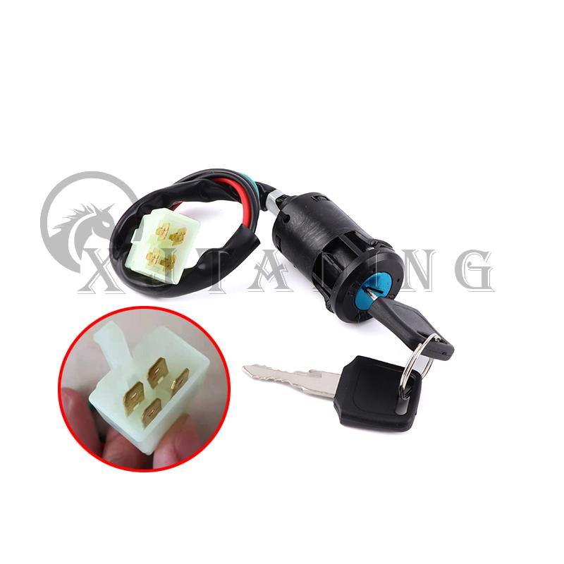 2 Wires/4 Wires Ignition Switch with 2 Keys On-Off Lock For Electrical Scooter ATV Motorcycle Motorbike ATV Quad Dirt Bike Parts