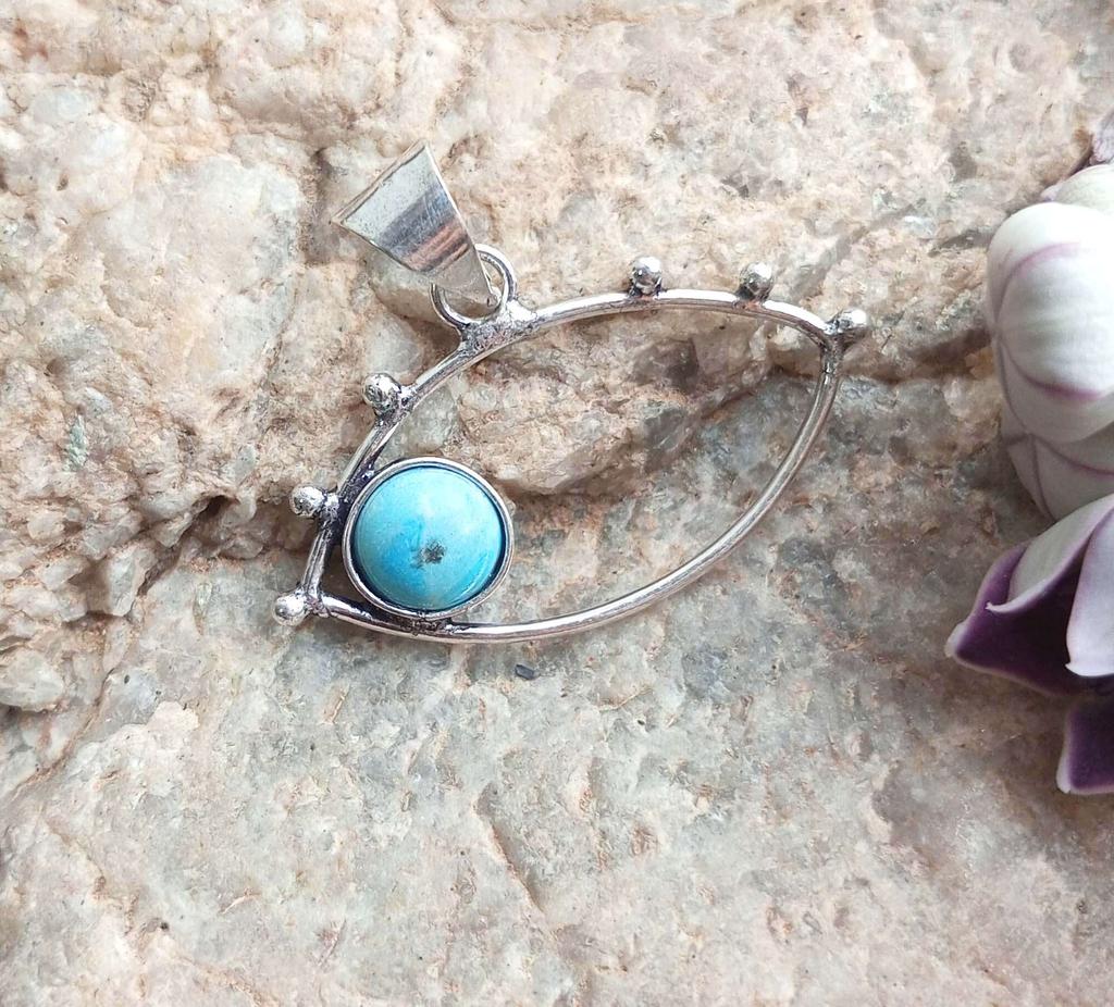 Larimar Gemstone 925 Sterling Silver Plated Casuel Pendant Jewelry NST-J2H25096
