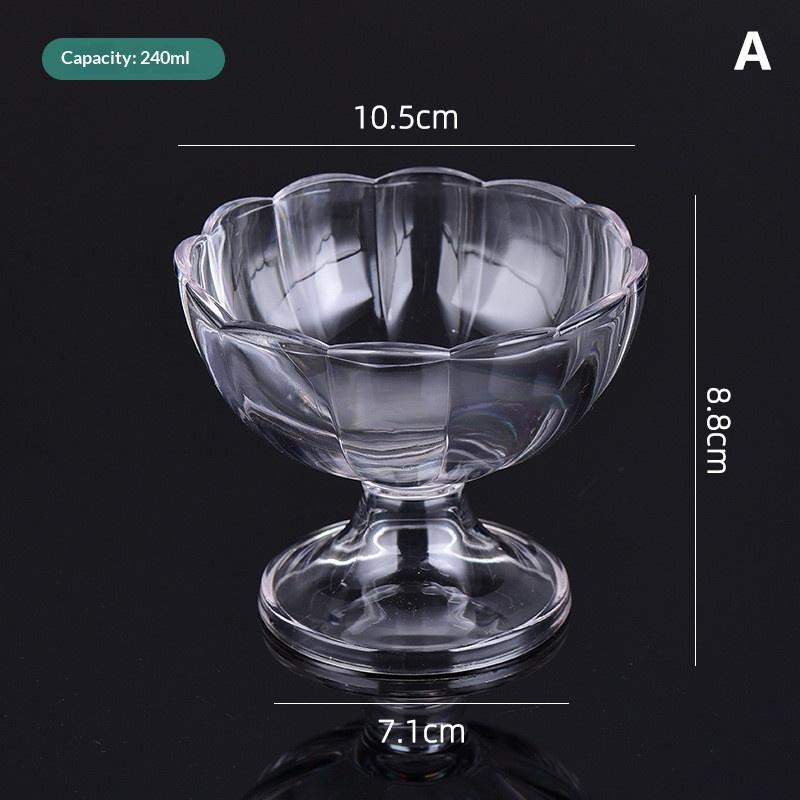 Functional Acrylic Clear Cup for Ice Cream Pudding and Yogurt Serving