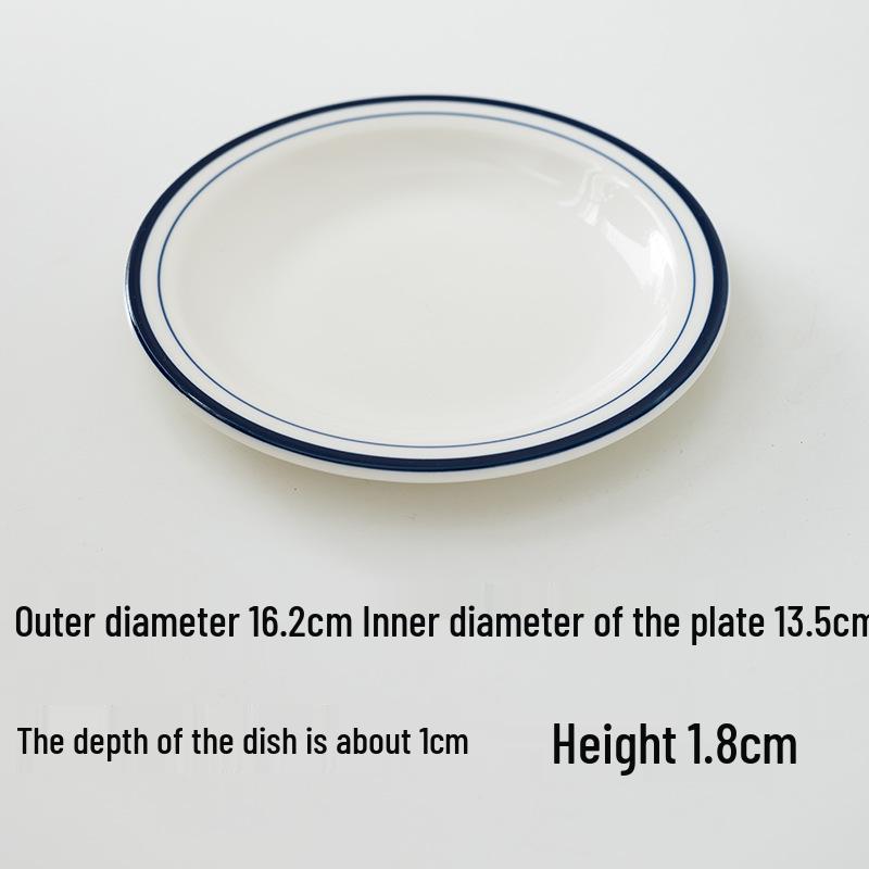 Off-White Line Bone Dish: 6.4/7.2/9 Inch Shallow White Porcelain Dessert & Snack Plate