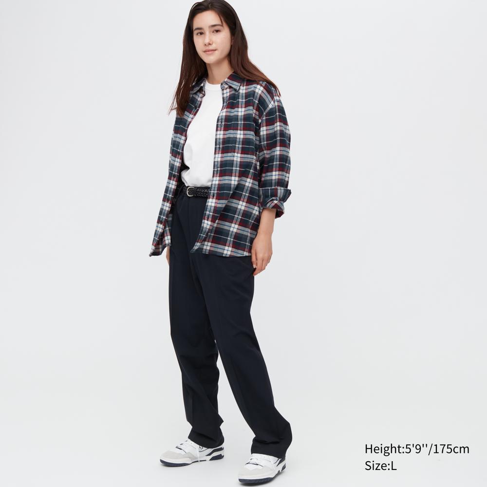 Uniqlo Фланелевая рубашка в клетку с длинным рукавом, обычный цвет K