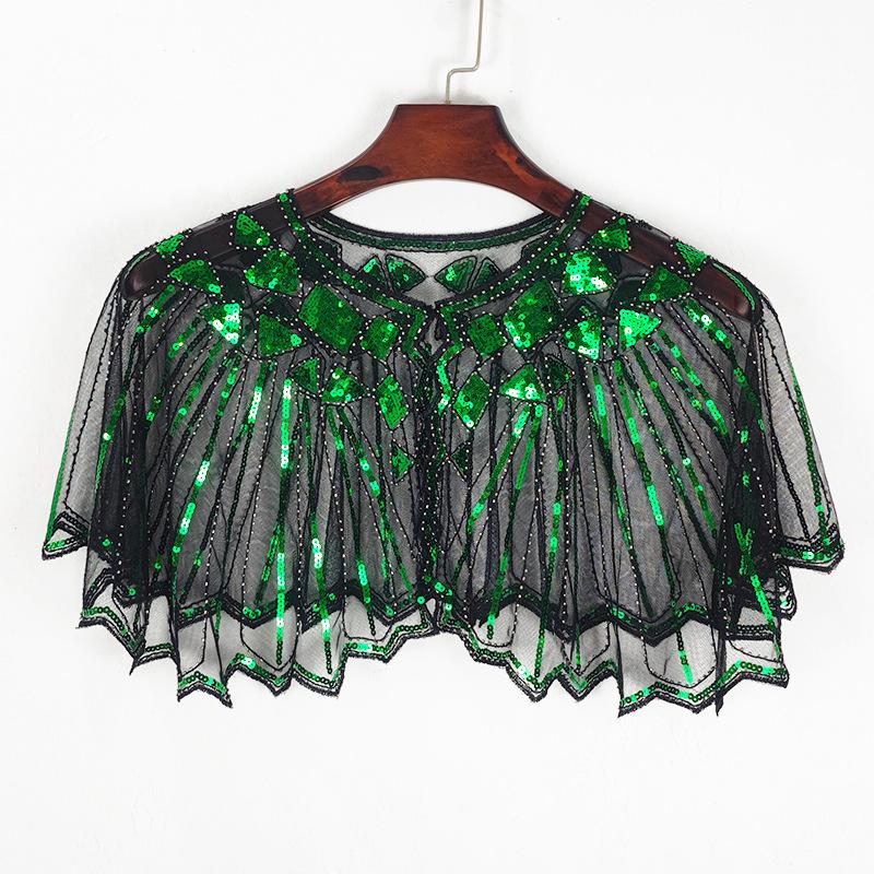 Женская летняя сетчатая шаль с пайетками - Ажурный бисерный модный европейско-американский плечевой платок, кардиган-жилет с защитой от солнца
