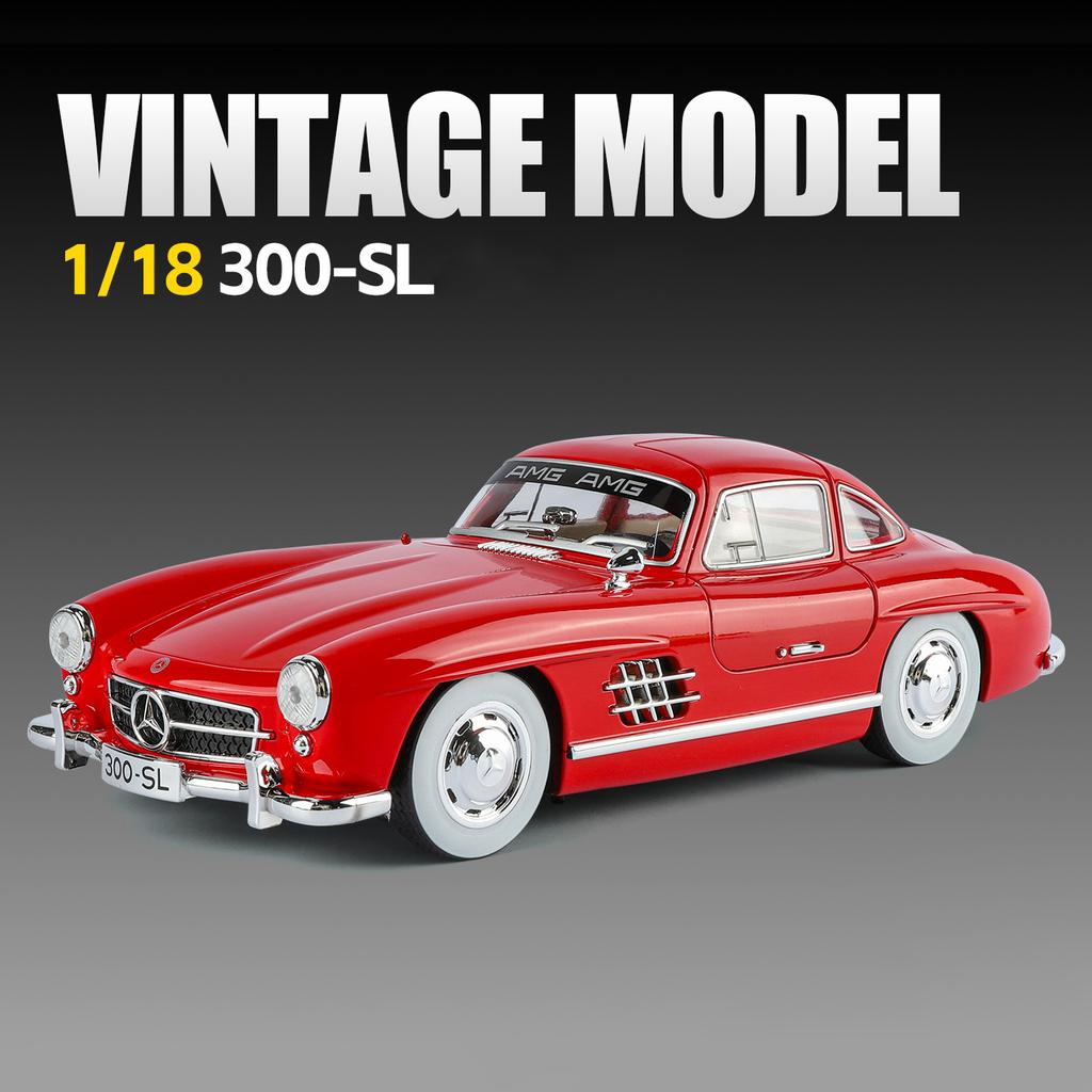 EFVAK1 NEW 1:18 Benzs 300SL Alloy Car Model Sound and Light Pull Back Children's Toy Collectibles Birthday Gift