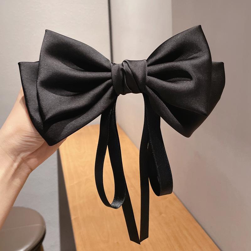 Korean Satin Bow Hairpin for Women - Large Drape Ponytail Clip