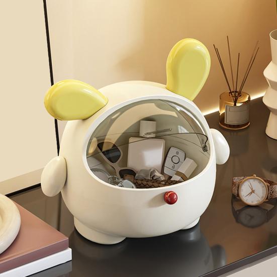 Desktop Storage Box Trash Can with Transparent Lid Large Capacity Cartoon Shape Cute Multi-Function Garbage Can