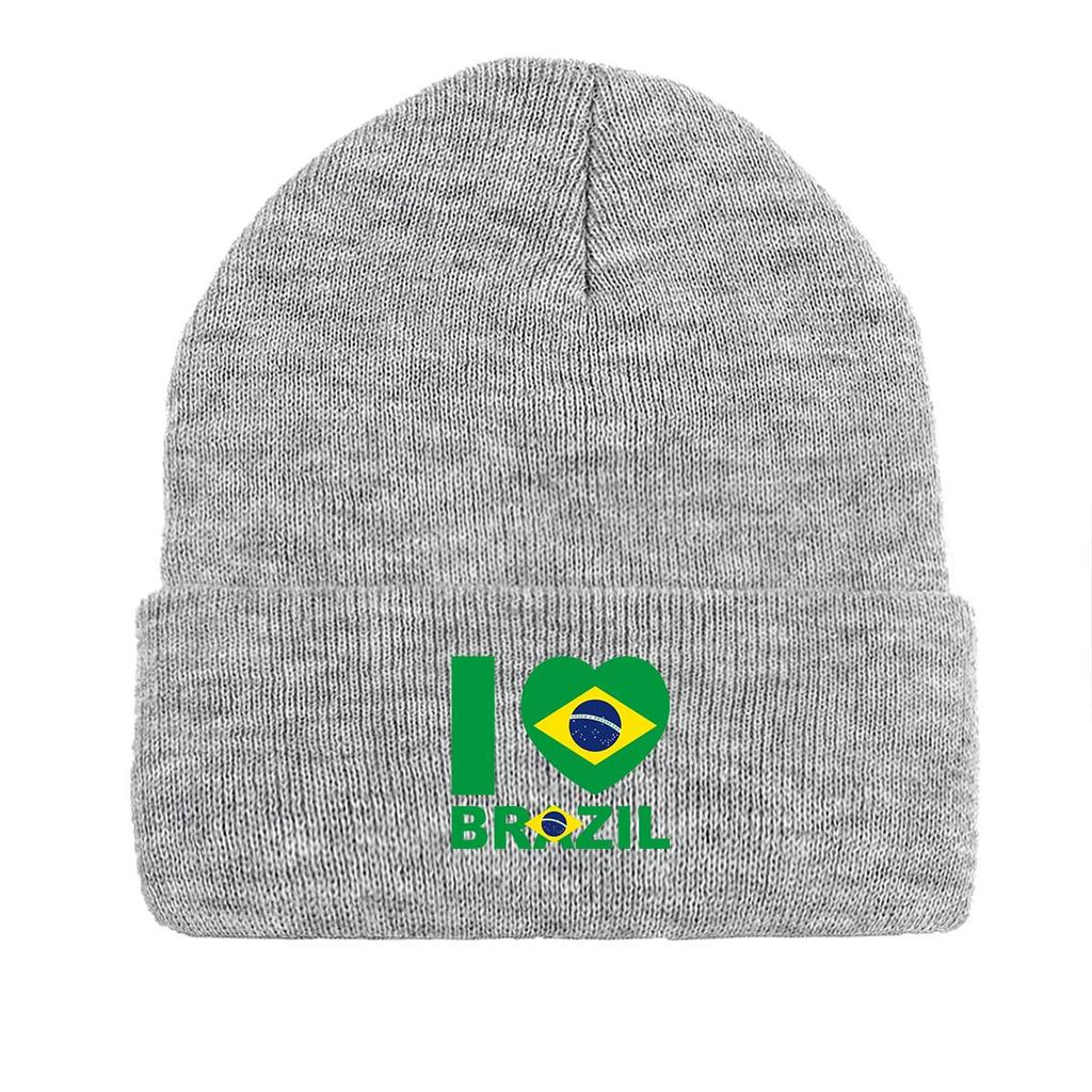«Я люблю БРАЗИЛИЮ» Зимняя вязаная шапка, шапка-бини с флагом Бразилии Skullies, эластичная термоусадочная унисекс Gorro вязаная шапка-бини