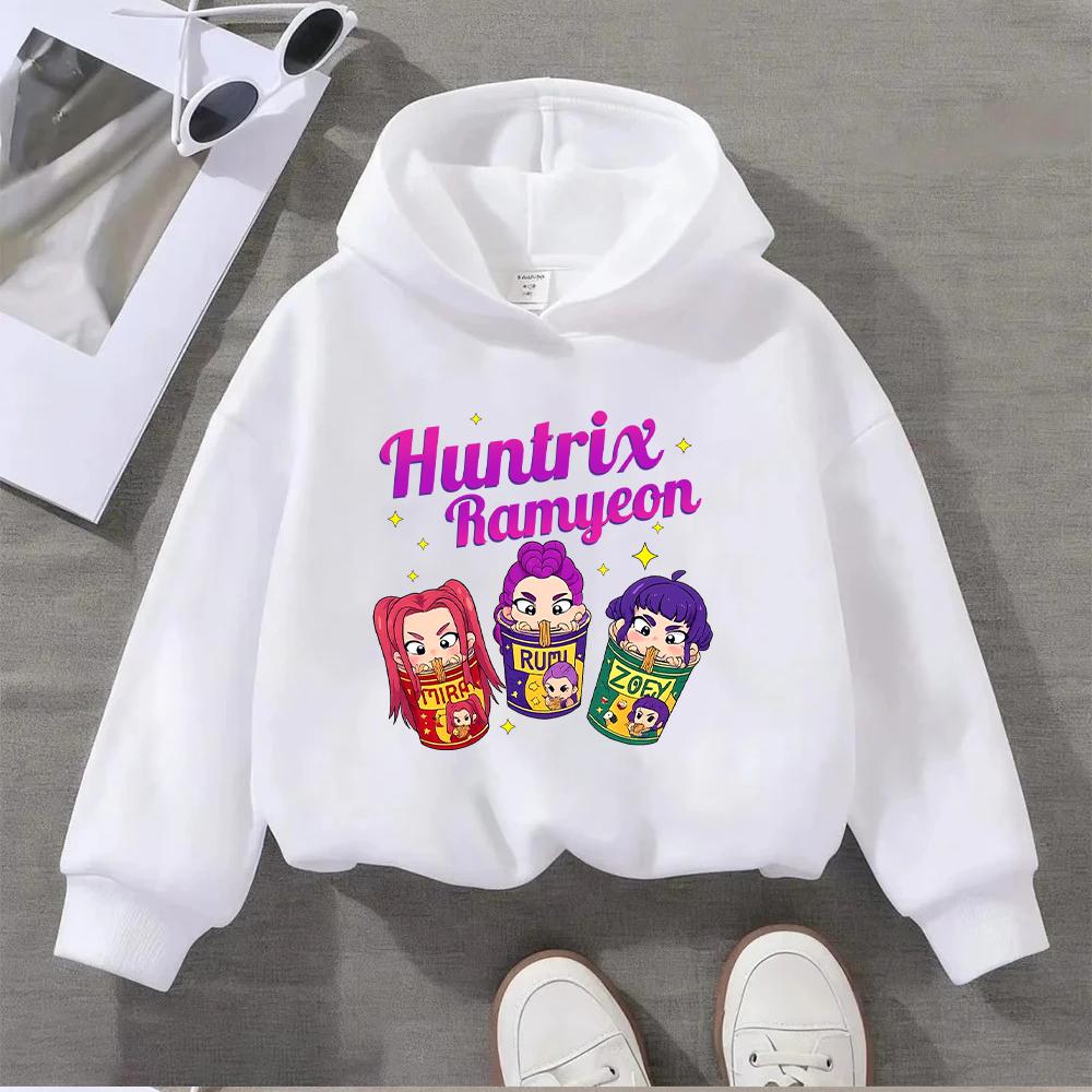 Детское худи с графикой Huntrix Ramyeon, милый мультяшный пуловер для мальчиков, девочек, малышей, подростков