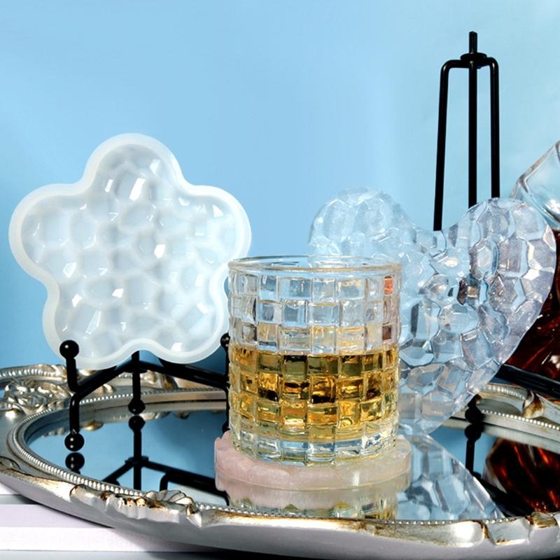 1/6 шт. Форма для подставки под стакан с бриллиантовым дном, Цветок, Сердце, Круглая форма, Формы для подставки под чашку из эпоксидной смолы с бриллиантовым дном, Форма для подноса из смолы