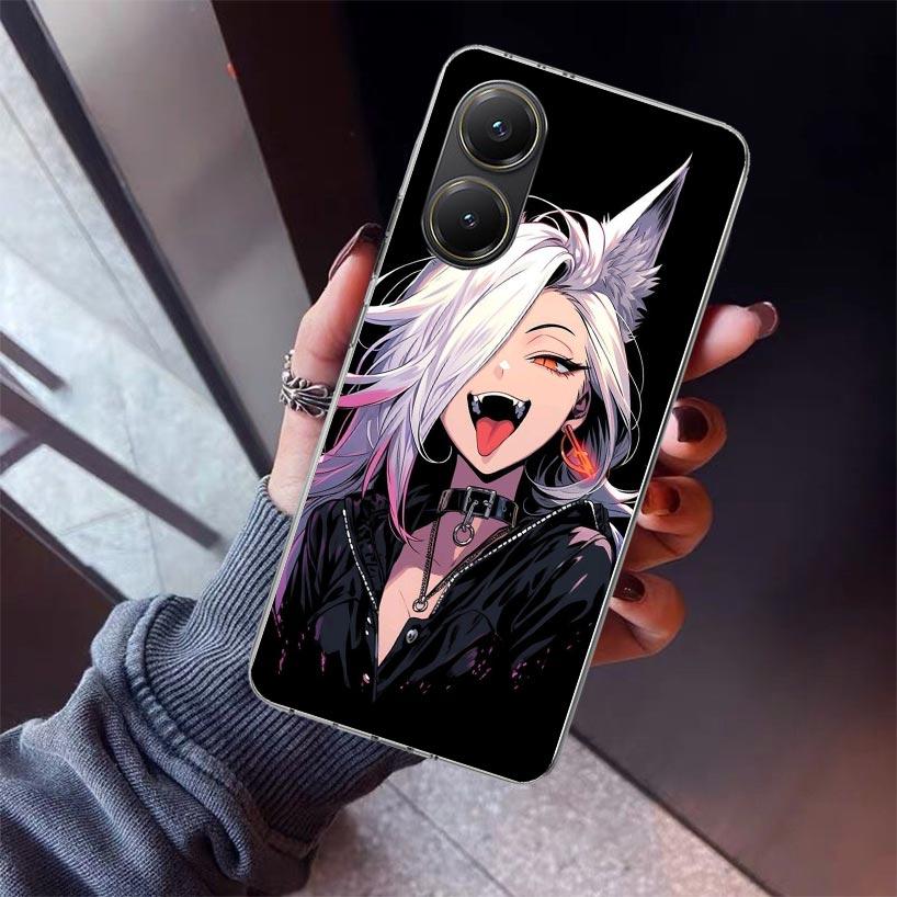 Cartoon Cool Demon Girl Phone Case For Xiaomi Poco X7 X6 X5 Pro F7 Ultra Redmi 15C 15 13 13C 12 12C 10 10A 10C 9 9A 9C 9T Shell