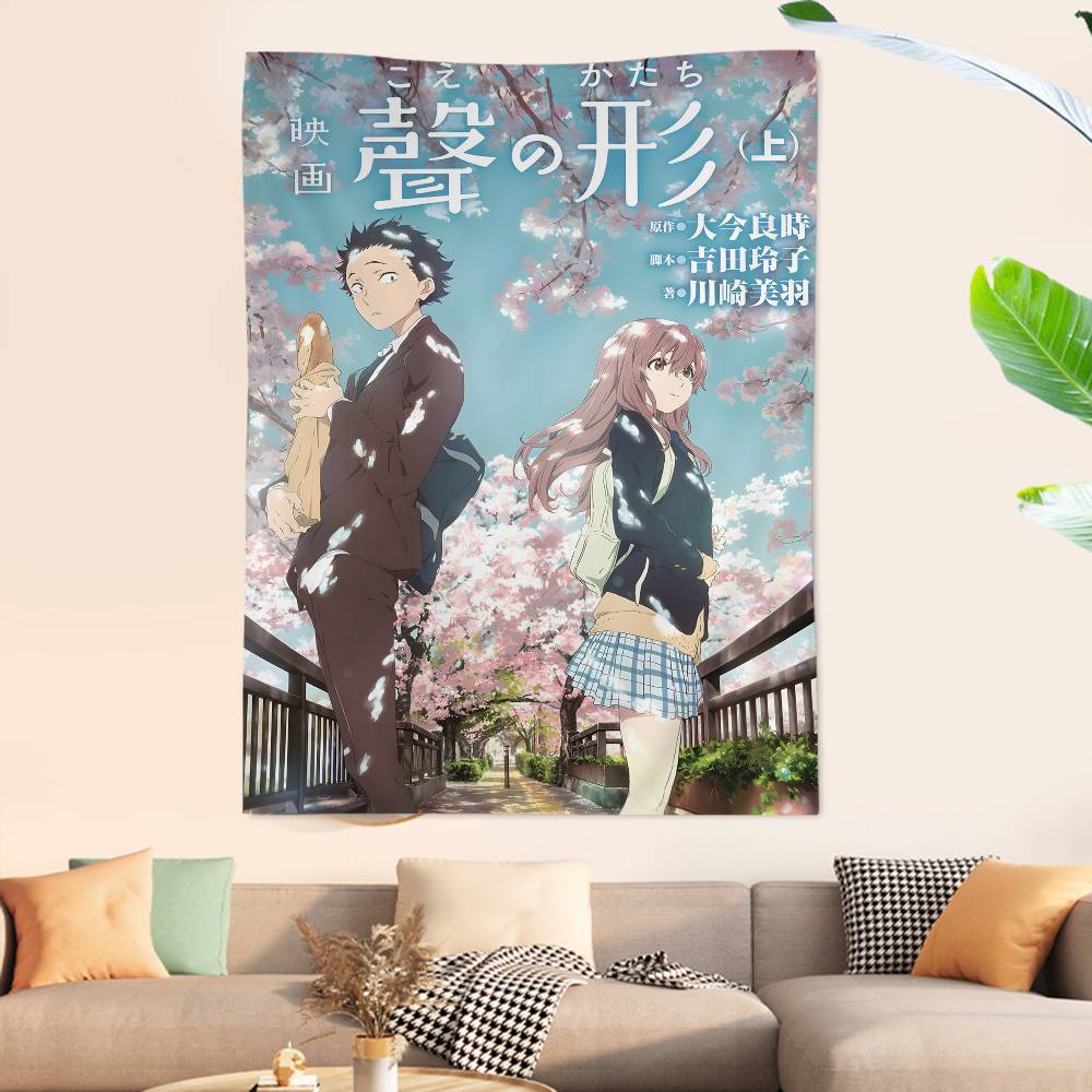 A Silent Voice Форма Голоса Аниме Винтажный Гобелен Печать Искусства Японский Настенный Гобелен Аниме Настенное Украшение Домашний Декор