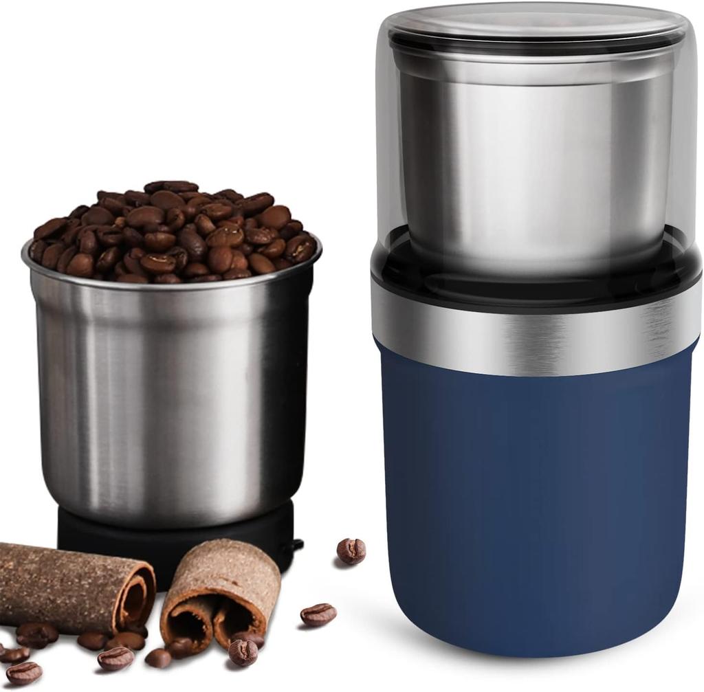 Electric Coffee Grinder with Grinders Coffee Beans and Ground Includes Cleaning Easy to Clean Cutter, Coffee, Washable, Multi-functional, Brush,
