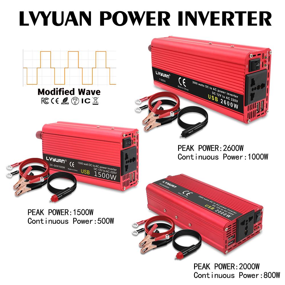 Lvyuan 500W 1000W Modified Sine Wave Inverter 12V 24V to 220V 230V AC for Emergency Kits with Low Price