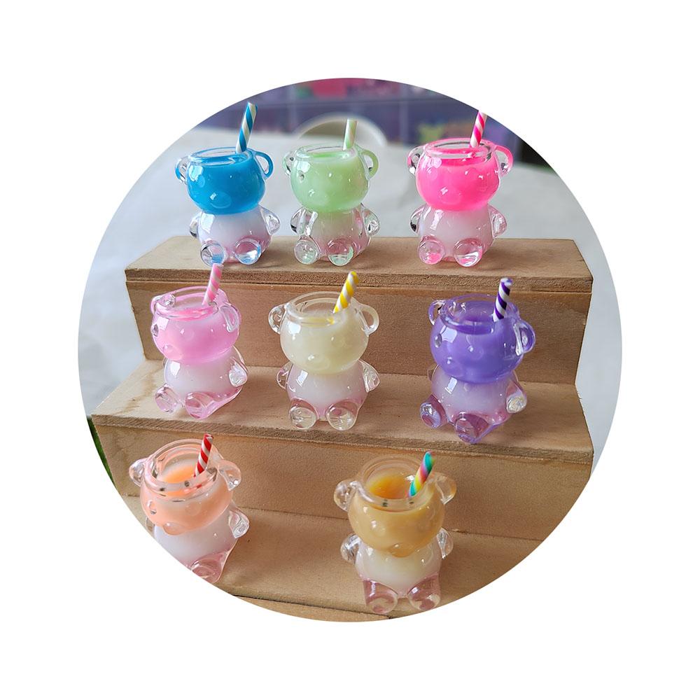 Dollhouse Miniature Bear Shape Ice Cup Summer Ice Cream Milk Tea Drink Cup DIY Making Doll House Accessories Decor