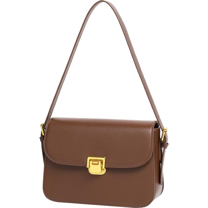 New Crossbody Bag Versatile Tofu Bag Genuine Leather Underarm Bag Commuting Shoulder Bag