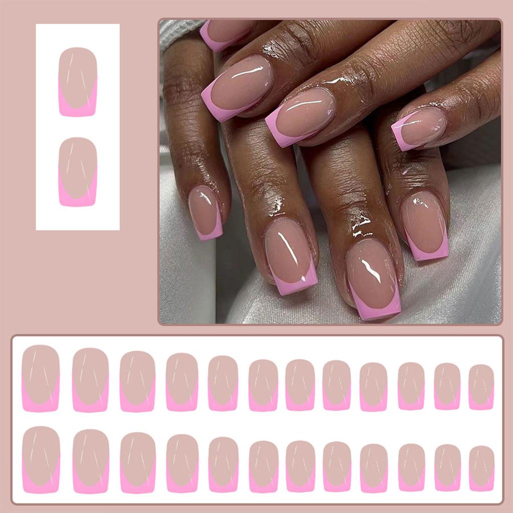 24 шт. французских типсов для накладных ногтей, короткие квадратные накладные ногти, полное покрытие, накладные ногти, принадлежности для маникюра