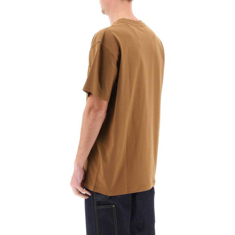 Carhartt WIP Однотонная повседневная футболка с круглым вырезом и коротким рукавом Мужские топы Хаки I029956-HZ-XX