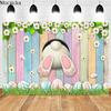 Mocsicka Easter Photography Background Wooden Board Bunny Daisy Decoration Props Child Portrait Party Photo Backdrop Banner