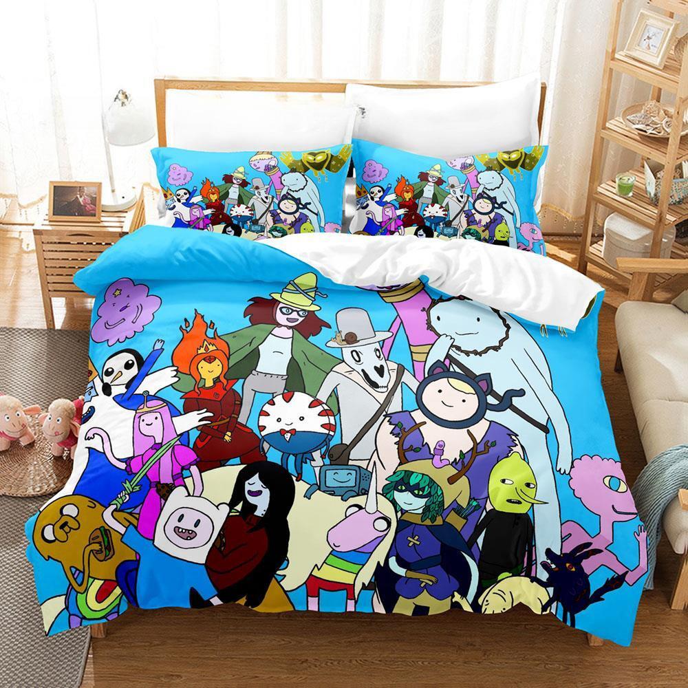 Новая коллекция постельного белья Adventure Time Аниме Пододеяльник Одеяло Коллекция для кровати Стеганое одеяло Наволочка Размер King Queen Twin Мальчики Девочки Взрослые