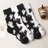 1Pair Halloween Middle Tube Socks Cute Cartoon Ghost Socks Unisex  Autumn Winter Warm Socks Couple Gifts