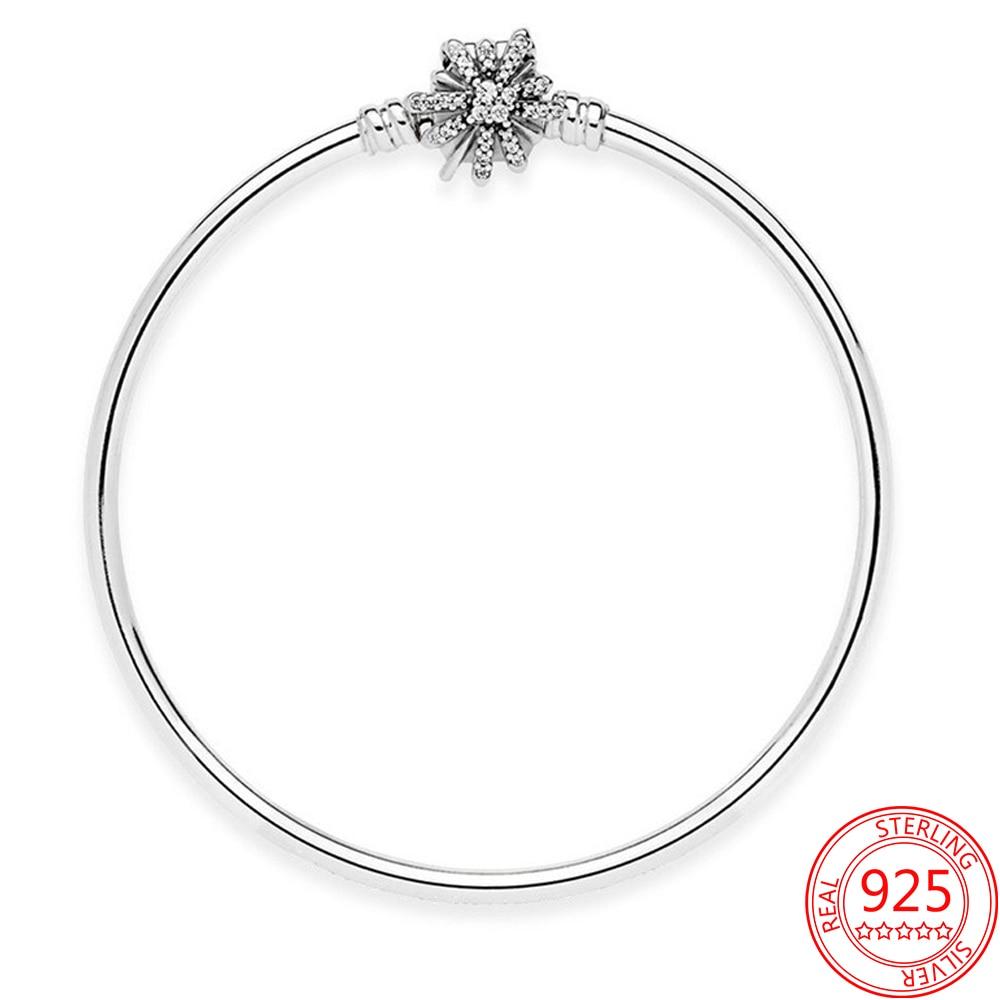 Authentic 925 Sterling Silver Heart -Shaped True Love Silver Bangle Fit Brand Diy Beaded Charms Valentine 'S Day Bracelet Gifts