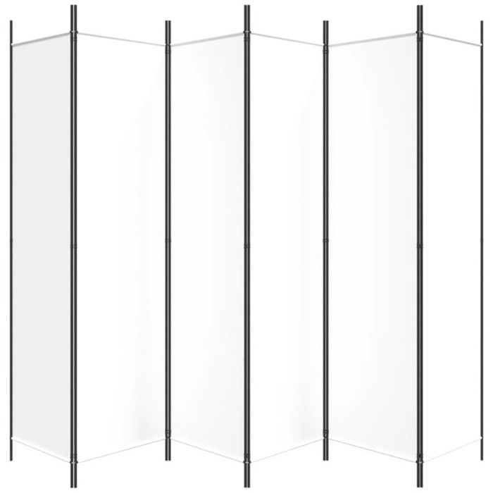 VidaXL Room Divider 6 Panels, 300x200 Cm, Polyester & Iron Structure, White, Foldable Privacy Screen, Partition 350190