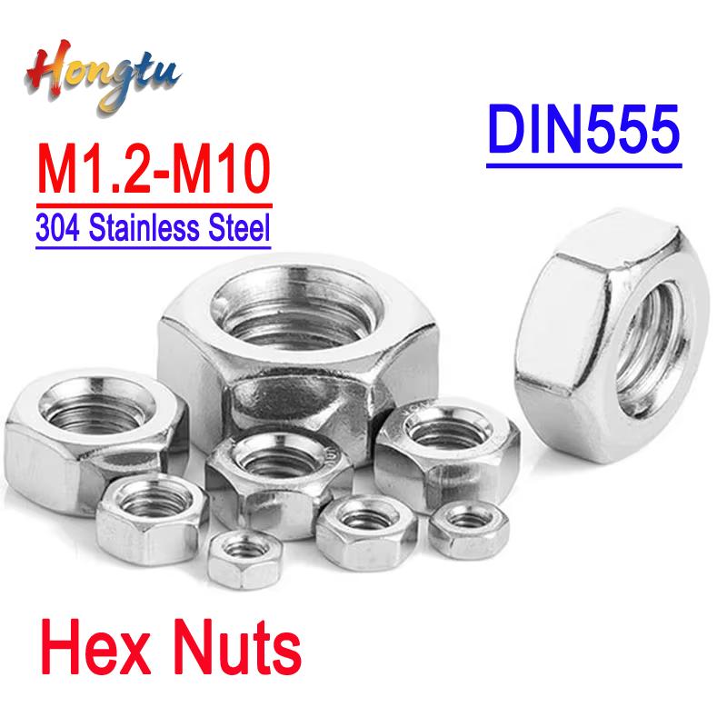 10 шт./лот Шестигранные гайки из нержавеющей стали 304, DIN555, M2 - M10