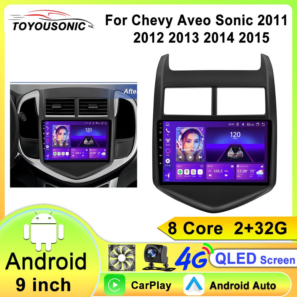 2 din Android автомобильный радиоприемник мультимедийный плеер Carplay Auto GPS навигация WIFI для Chevrolet Aveo 2 Sonic T300 2011 2012 2013-2015