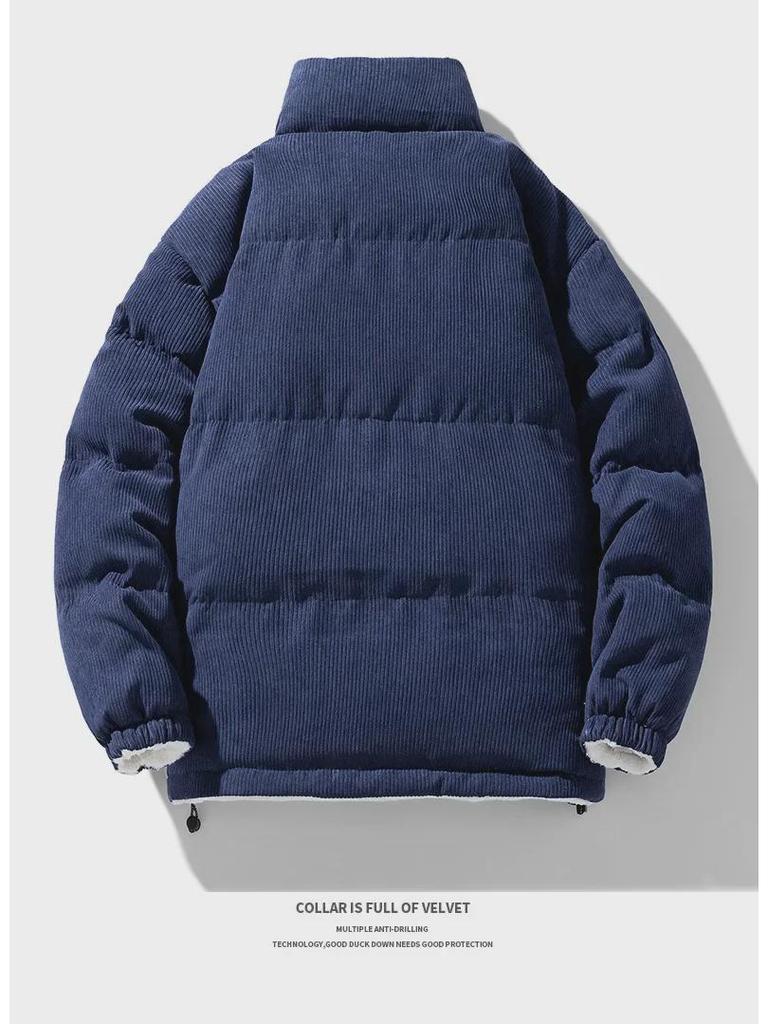 Модная вельветовая двухсторонняя хлопковая куртка для мужчин: Зимний бархатный наряд из толстой овчины, теплый парный наряд.