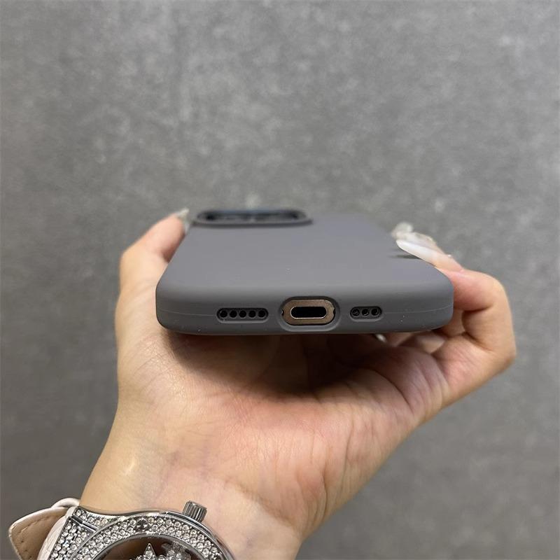 Applicable To Apple IPhone16promax Mobile Phone Case Metal Lens Frame Large Hole Liquid Silicone 15 Full Cover Anti Fall