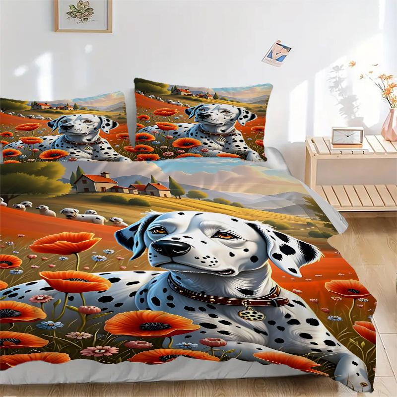 3pcs Dalmatian Dog Duvet Cover Set -Includes 1 Duvet Cover and 2 Pillowcases, No Quilt Core, All-Season Home Decor yy251111171