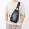 Men's Chest Bag Top Layer Cowhide Business Casual Satchel Crocodile Print Large Capacity Men's Bag