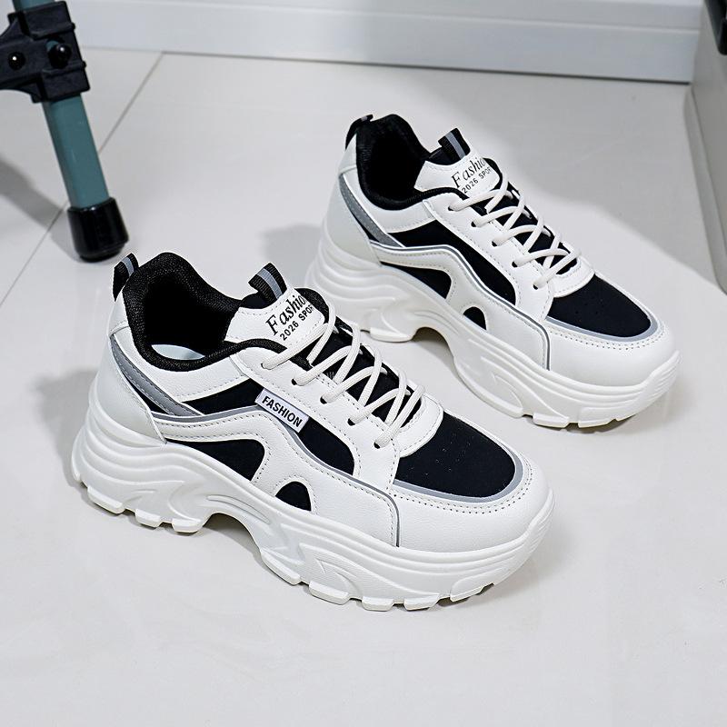Платформа Папа Обувь Весна Новые Уличные Snap Студент Бег Кроссовки Высота Увеличивающие Досуг