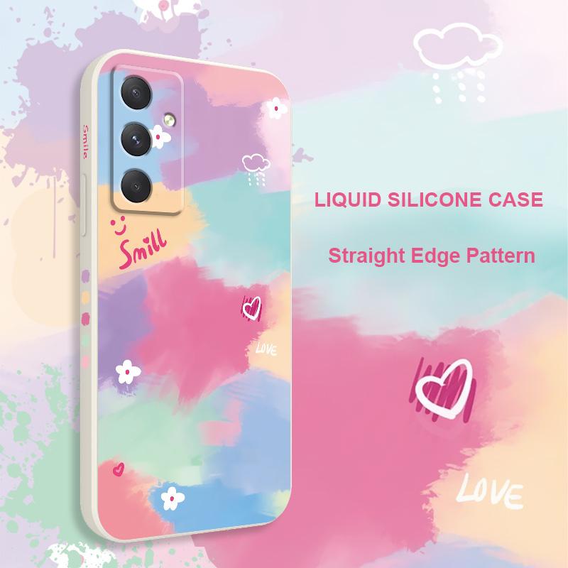 Rainbow Flower Phone Case For Samsung Galaxy A37 A57 Liquid Silicone Cover