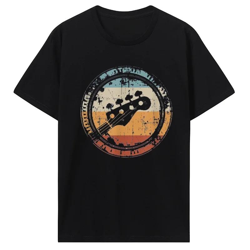 Футболка Bajo Vintage Guitar Print Streetwear доступна в качестве подарка на день рождения для повседневных топов как для мужчин, так и для женщин