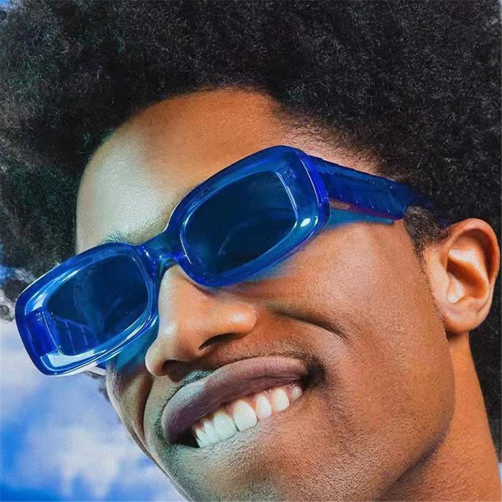 Men Women Clear Blue UV400 Eyewear Shades Sun Glasses Small Rectangle Sunglasses