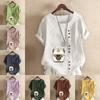 Women's Fashion Cartoon Characters Prined Round Neck Short Sleeve T-shirt Casual Cotton Linen Graphic Shirt Leisure Loose Summer Blouse Tops