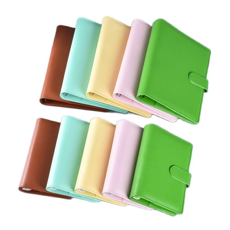 Macaroon Color A6/A5 PU Leather DIY Binder Notebook Cover Diary Agenda Planner Paper Cover School Stationery