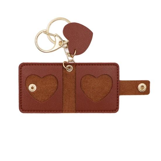 Family Photo Keychain Mini Album Faux Leather Personalized Picture Holder Retro Style Card Holder Key Ring