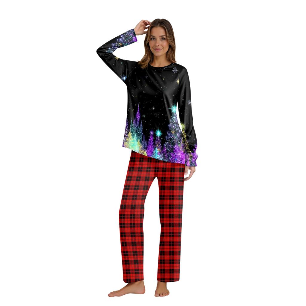 Комплект из топа и брюк с рождественскими принтами для всей семьи Одинаковые комплекты для всей семьи