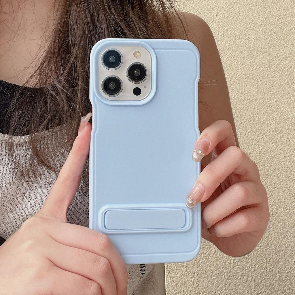 Матовый чехол-подставка из ТПУ, мягкий, подходит для Ip16pm, простой, дофаминовый, Apple 15/14, цветной, макарон, защитный чехол