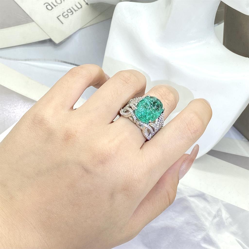 925 посеребренное модное сине-зеленое кольцо с муассанитом, сверкающее, роскошное кольцо, женское ювелирное изделие на день рождения, подарок