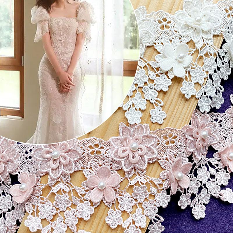 1 ярд 8 см жемчужное кружево вышивка оборки шитье цветы ручной работы ткани принадлежности аксессуары